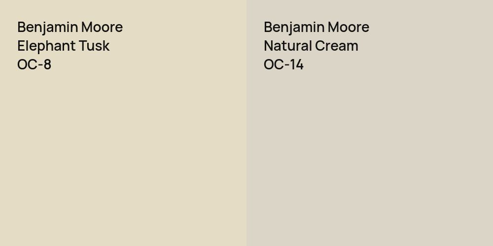 Benjamin Moore Elephant Tusk vs. Benjamin Moore Natural Cream