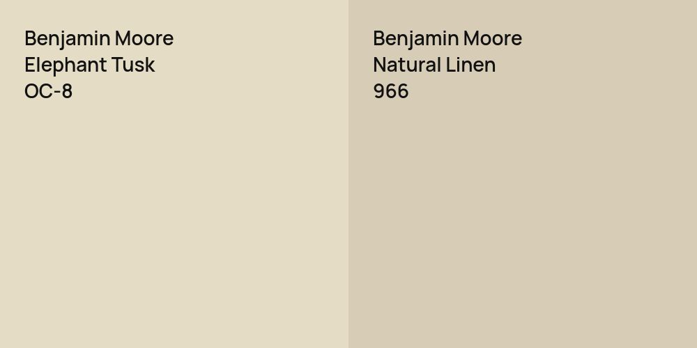 Benjamin Moore Elephant Tusk vs. Benjamin Moore Natural Linen