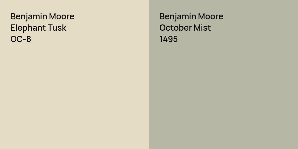 Benjamin Moore Elephant Tusk vs. Benjamin Moore October Mist