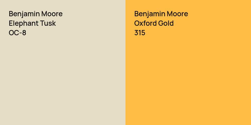 Benjamin Moore Elephant Tusk vs. Benjamin Moore Oxford Gold