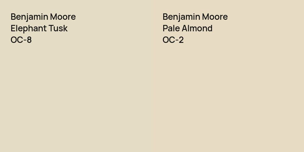 Benjamin Moore Elephant Tusk vs. Benjamin Moore Pale Almond