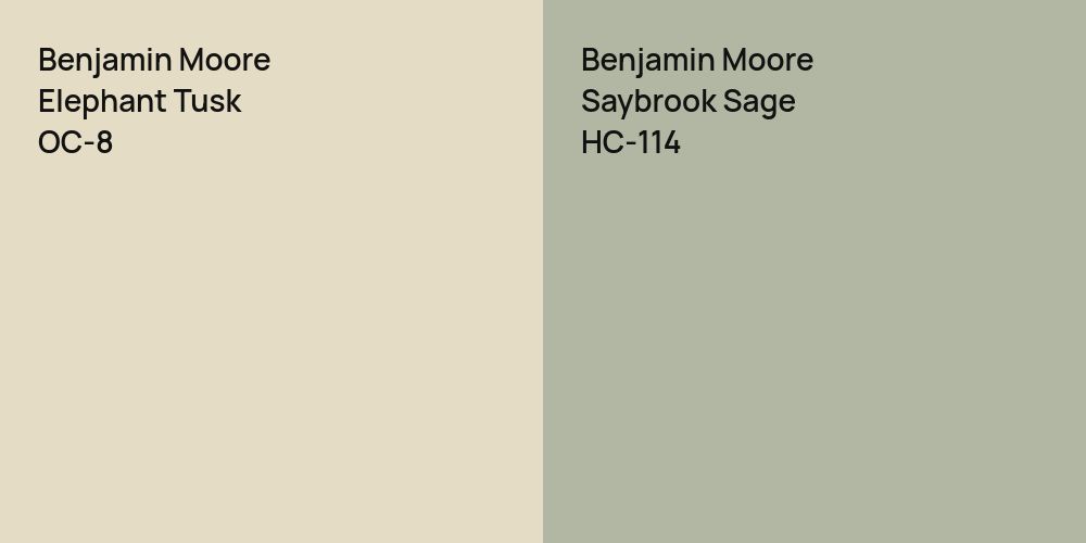 Benjamin Moore Elephant Tusk vs. Benjamin Moore Saybrook Sage