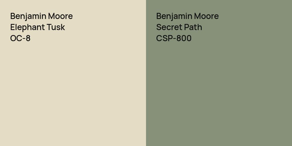 Benjamin Moore Elephant Tusk vs. Benjamin Moore Secret Path