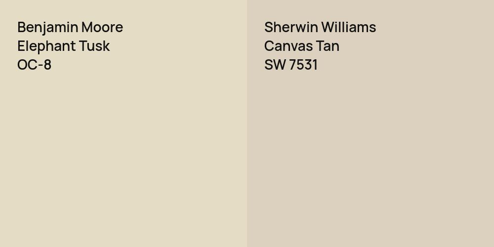 Benjamin Moore Elephant Tusk vs. Sherwin Williams Canvas Tan