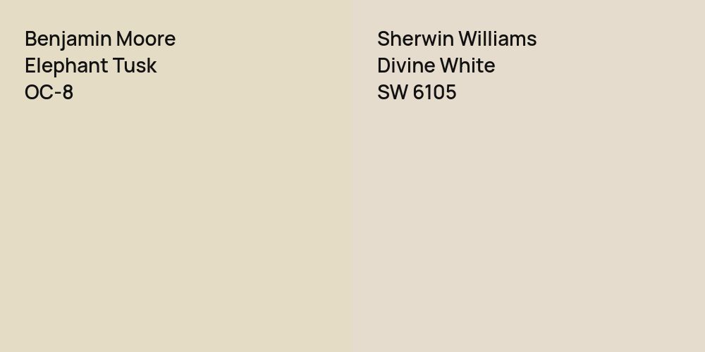 Benjamin Moore Elephant Tusk vs. Sherwin Williams Divine White