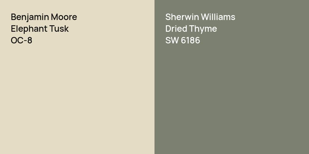 Benjamin Moore Elephant Tusk vs. Sherwin Williams Dried Thyme