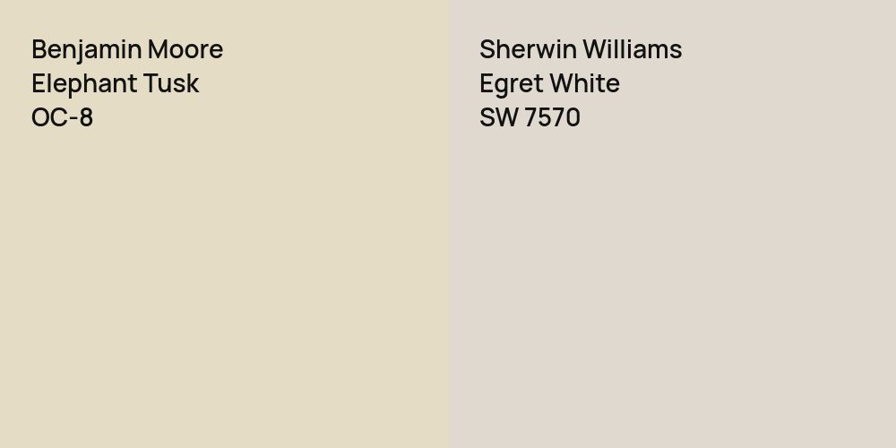 Benjamin Moore Elephant Tusk vs. Sherwin Williams Egret White