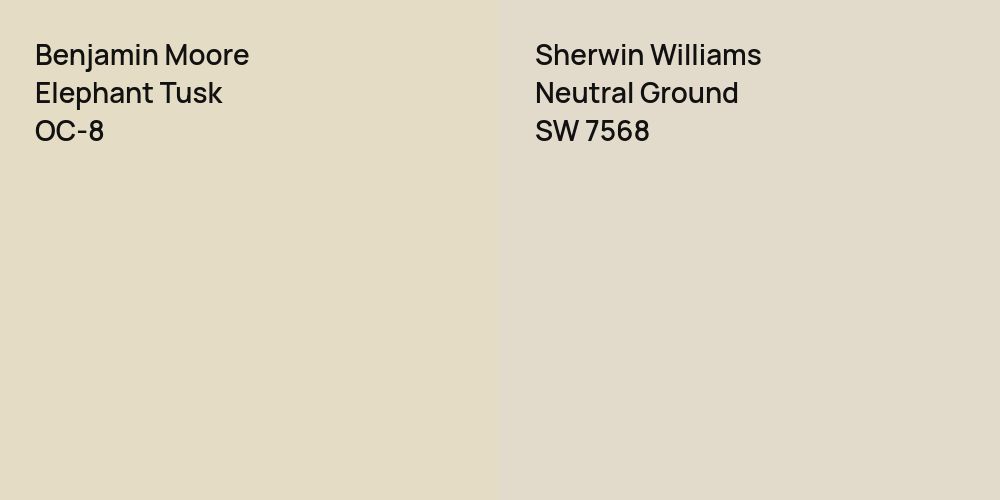 Benjamin Moore Elephant Tusk vs. Sherwin Williams Neutral Ground