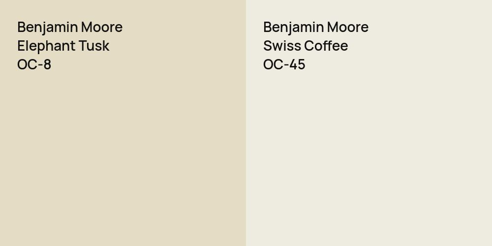 Benjamin Moore Elephant Tusk vs. Benjamin Moore Swiss Coffee