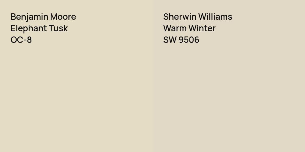 Benjamin Moore Elephant Tusk vs. Sherwin Williams Warm Winter