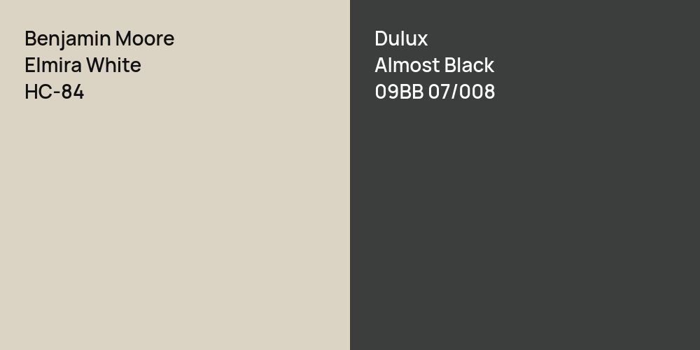 Benjamin Moore Elmira White vs. Dulux Almost Black