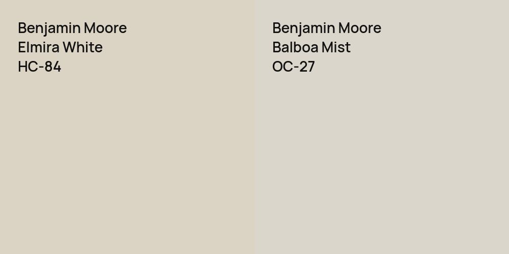 Benjamin Moore Elmira White vs. Benjamin Moore Balboa Mist