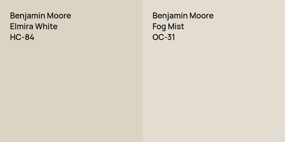 Benjamin Moore Elmira White vs. Benjamin Moore Fog Mist