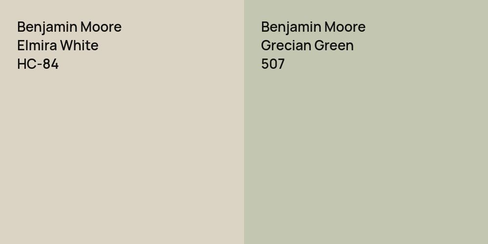 Benjamin Moore Elmira White vs. Benjamin Moore Grecian Green