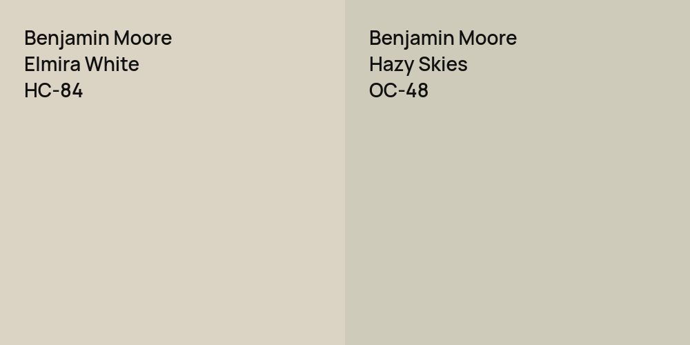 Benjamin Moore Elmira White vs. Benjamin Moore Hazy Skies