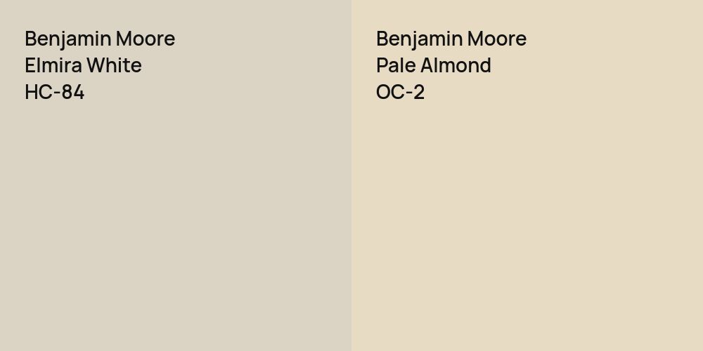 Benjamin Moore Elmira White vs. Benjamin Moore Pale Almond