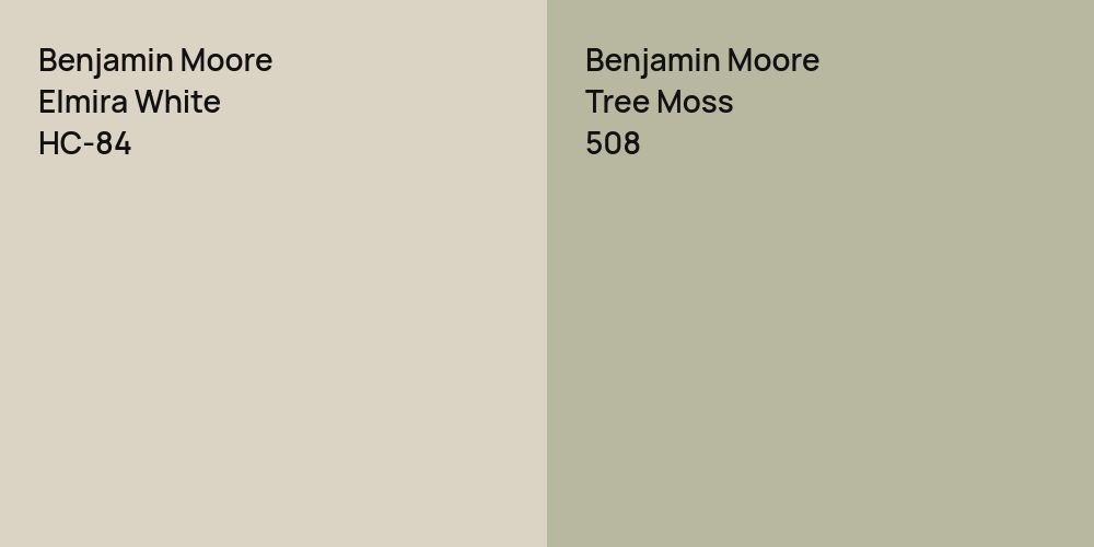 Benjamin Moore Elmira White vs. Benjamin Moore Tree Moss