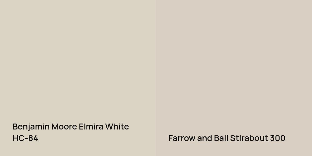 Benjamin Moore Elmira White vs. Farrow and Ball Stirabout