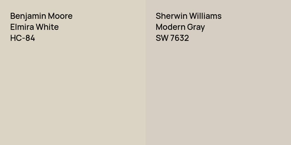 Benjamin Moore Elmira White vs. Sherwin Williams Modern Gray