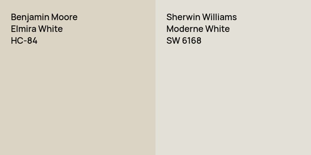 Benjamin Moore Elmira White vs. Sherwin Williams Moderne White