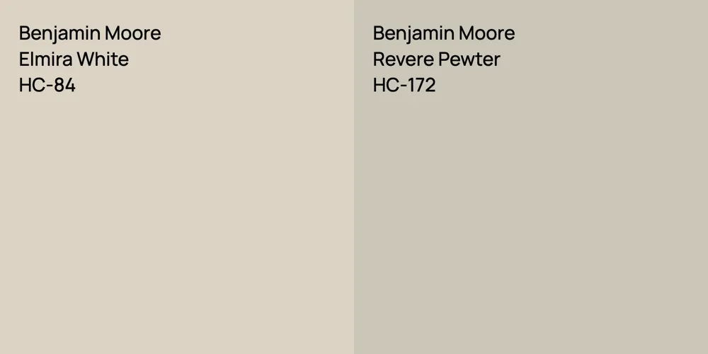 Benjamin Moore Elmira White vs. Benjamin Moore Revere Pewter