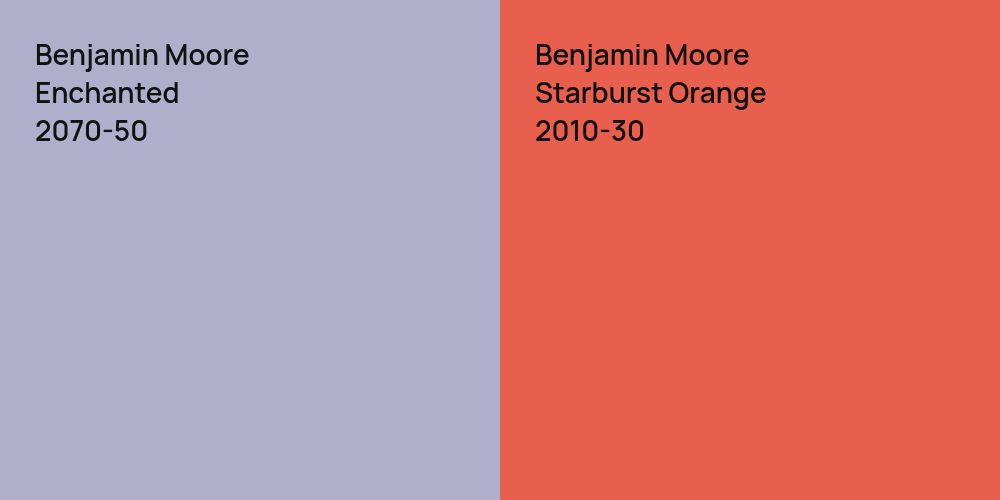 Benjamin Moore Enchanted vs. Benjamin Moore Starburst Orange