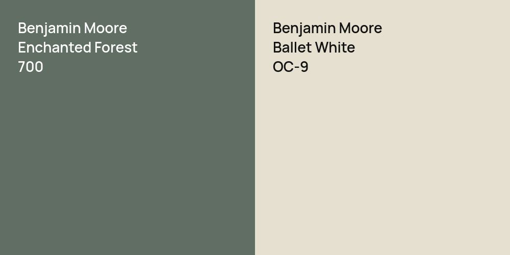 Benjamin Moore Enchanted Forest vs. Benjamin Moore Ballet White