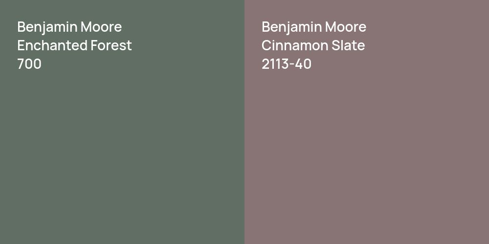 Benjamin Moore Enchanted Forest vs. Benjamin Moore Cinnamon Slate