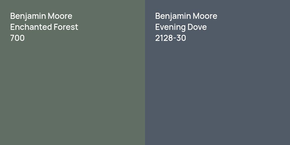 Benjamin Moore Enchanted Forest vs. Benjamin Moore Evening Dove