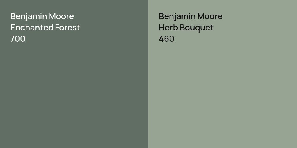 Benjamin Moore Enchanted Forest vs. Benjamin Moore Herb Bouquet