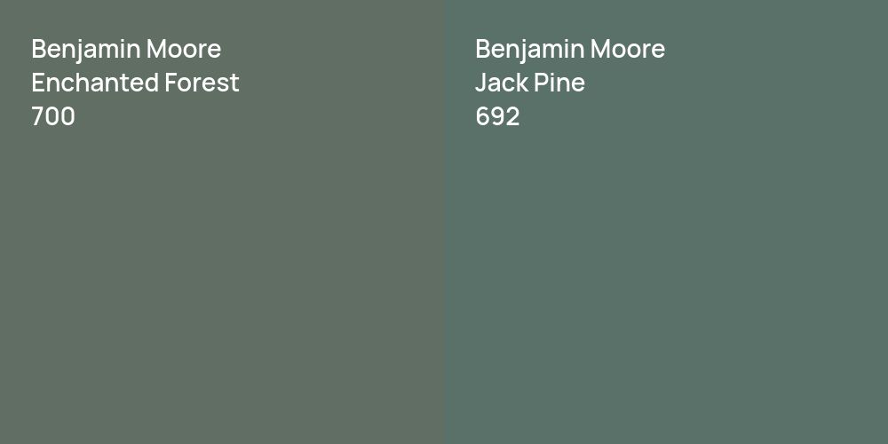 Benjamin Moore Enchanted Forest vs. Benjamin Moore Jack Pine