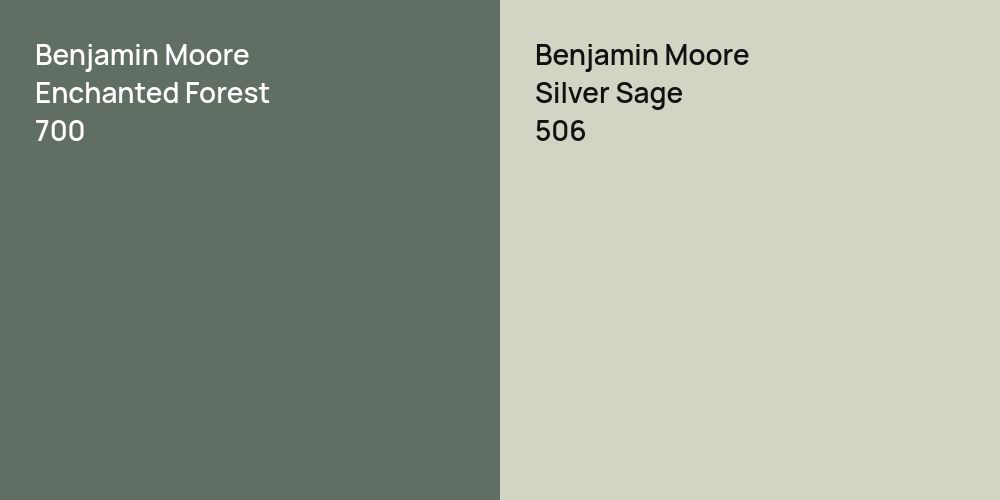 Benjamin Moore Enchanted Forest vs. Benjamin Moore Silver Sage