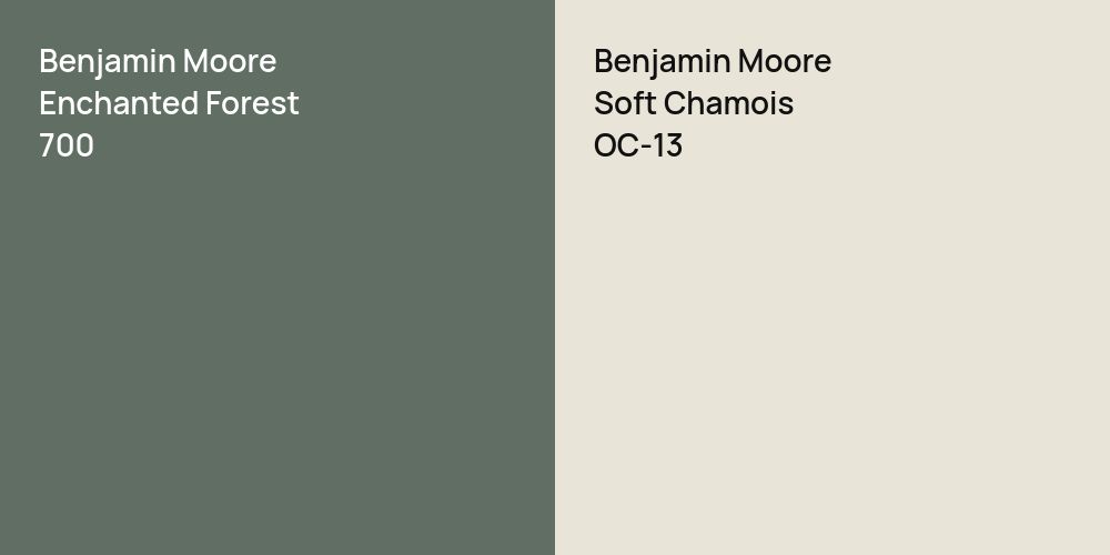 Benjamin Moore Enchanted Forest vs. Benjamin Moore Soft Chamois