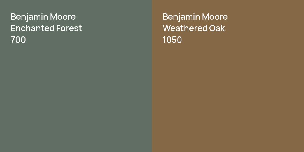 Benjamin Moore Enchanted Forest vs. Benjamin Moore Weathered Oak