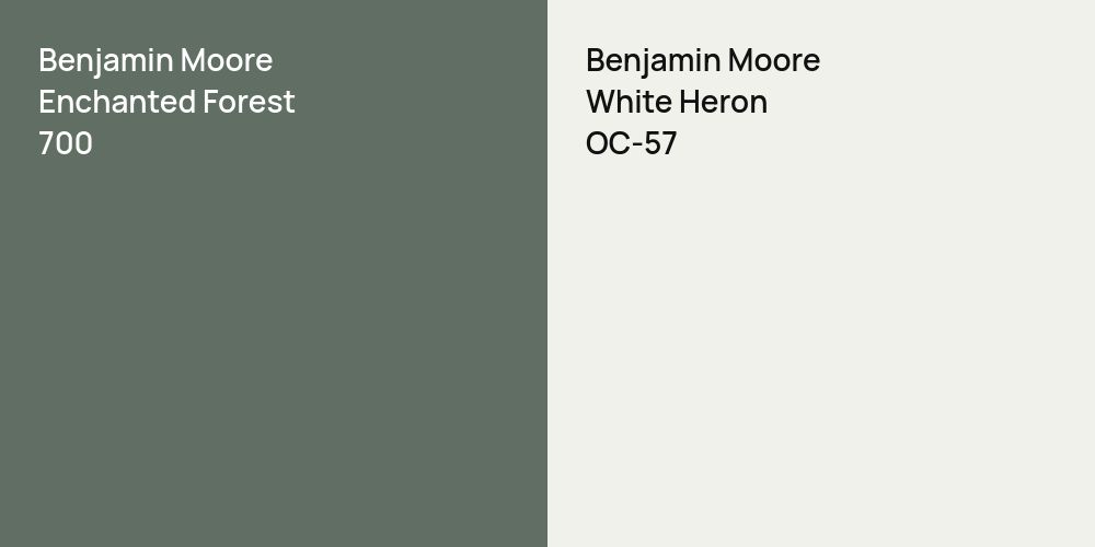 Benjamin Moore Enchanted Forest vs. Benjamin Moore White Heron