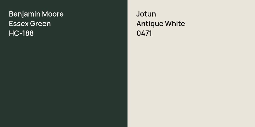 Benjamin Moore Essex Green vs. Jotun Antique White