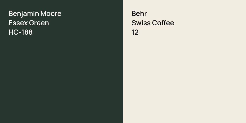 Benjamin Moore Essex Green vs. Behr Swiss Coffee