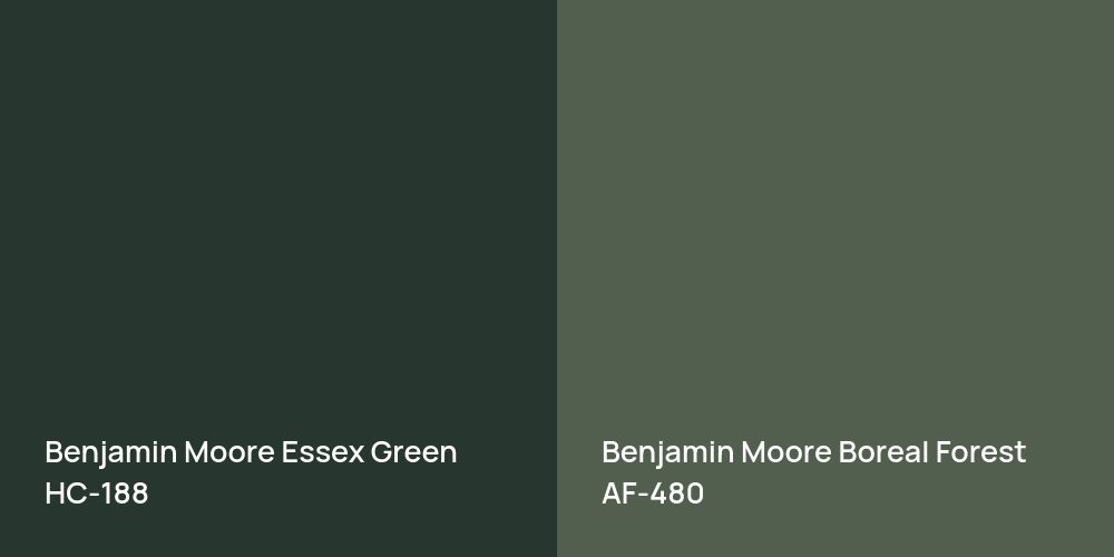 Benjamin Moore Essex Green vs. Benjamin Moore Boreal Forest