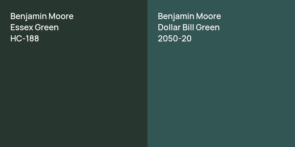 Benjamin Moore Essex Green vs. Benjamin Moore Dollar Bill Green