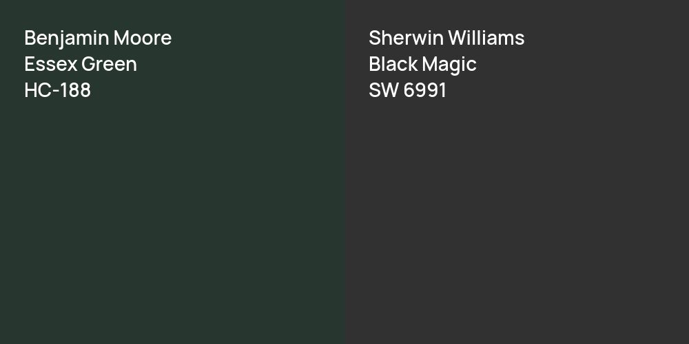 Benjamin Moore Essex Green vs. Sherwin Williams Black Magic