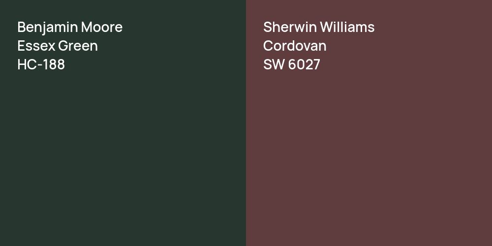 Benjamin Moore Essex Green vs. Sherwin Williams Cordovan