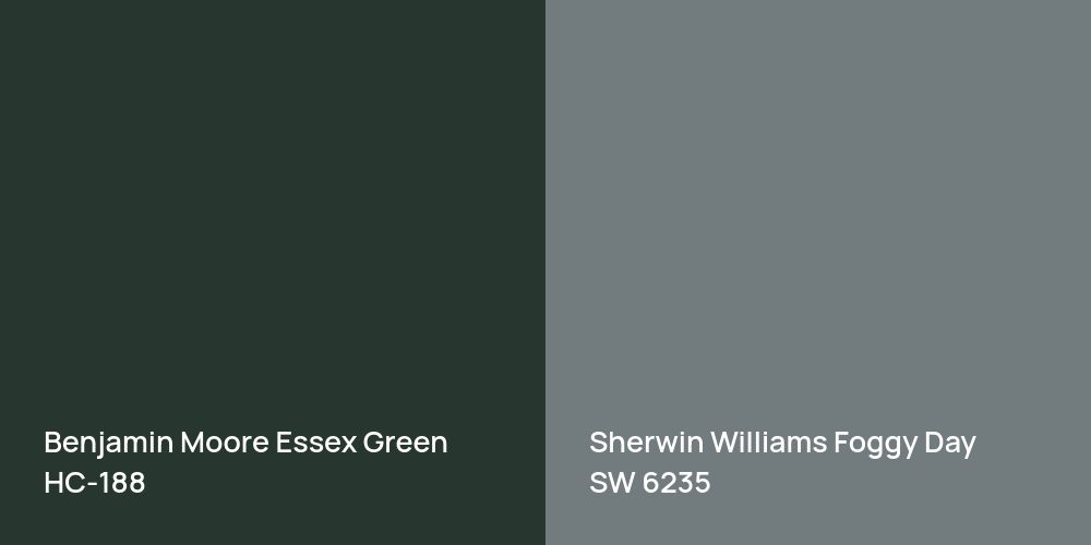 Benjamin Moore Essex Green vs. Sherwin Williams Foggy Day