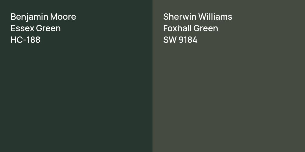 Benjamin Moore Essex Green vs. Sherwin Williams Foxhall Green