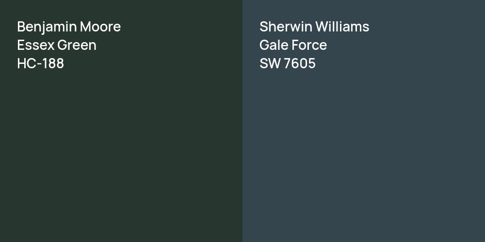 Benjamin Moore Essex Green vs. Sherwin Williams Gale Force