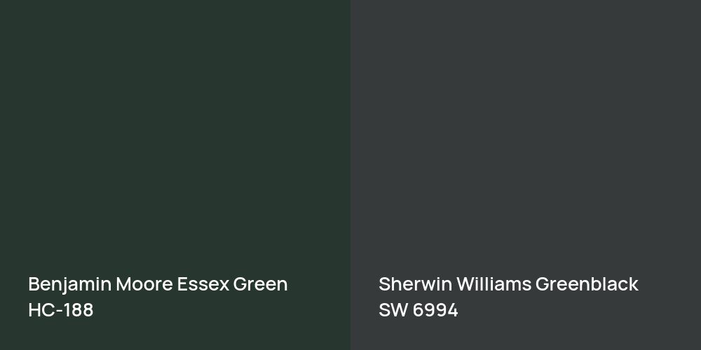 Benjamin Moore Essex Green vs. Sherwin Williams Greenblack