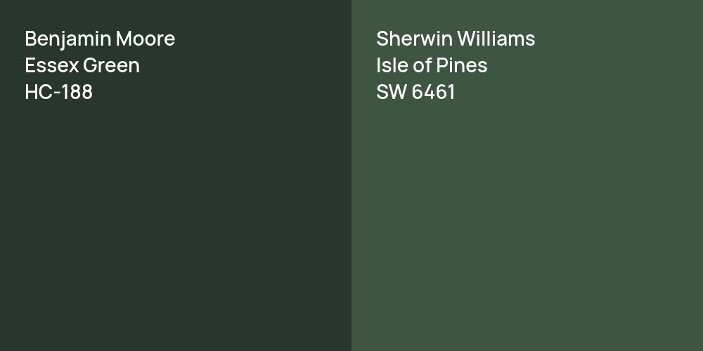 Benjamin Moore Essex Green vs. Sherwin Williams Isle of Pines