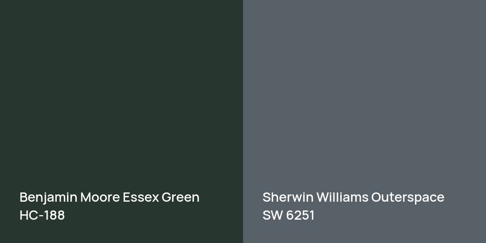 Benjamin Moore Essex Green vs. Sherwin Williams Outerspace