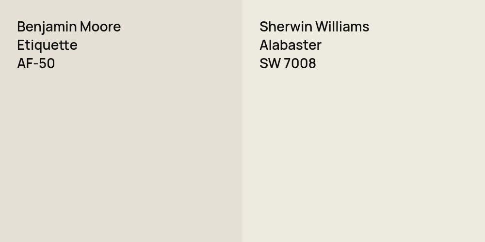 Benjamin Moore Etiquette vs. Sherwin Williams Alabaster