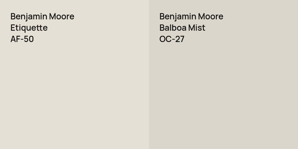 Benjamin Moore Etiquette vs. Benjamin Moore Balboa Mist