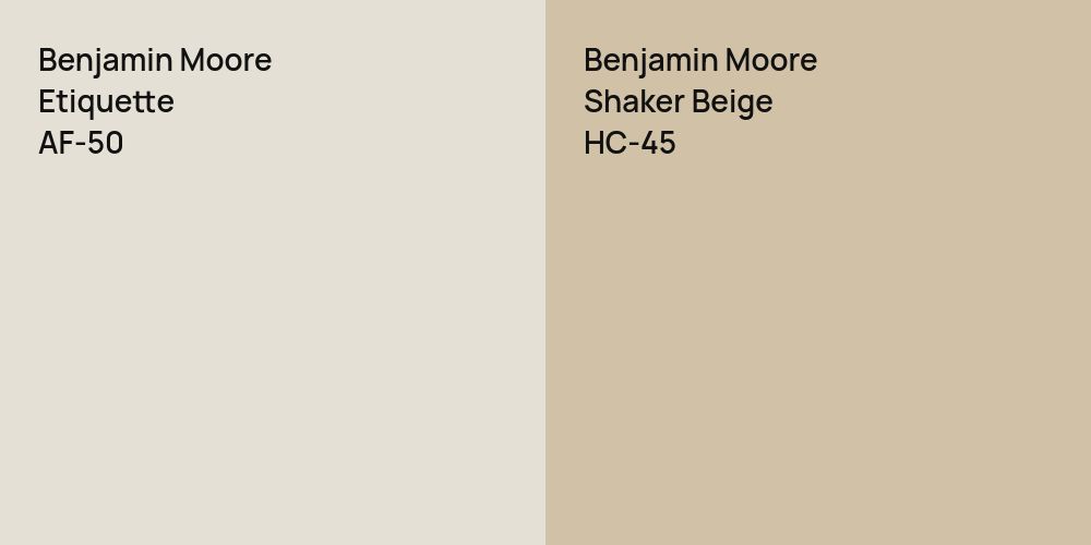 Benjamin Moore Etiquette vs. Benjamin Moore Shaker Beige